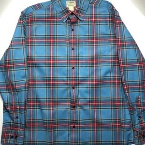L.L Bean Mens Multicolor Plaid Flannel Long Sleeve Traditional Shirt size M reg